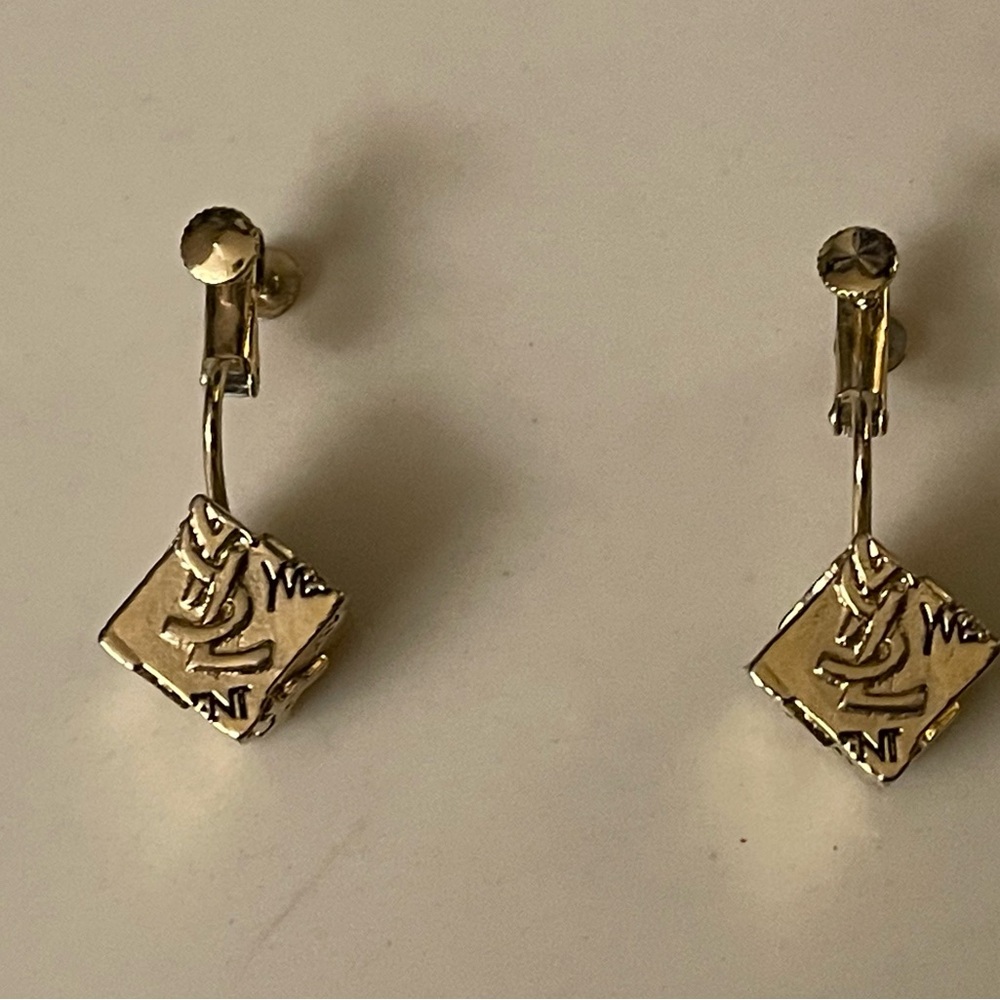 Vintage YSL gold plated turn lock earrings - Picture 2 of 6